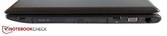 rechte Seite: USB 2.0, optisches Laufwerk, USB 2.0, VGA, RJ45-LAN