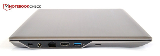 linke Seite: Kensington, Strom, Gigabit-LAN, HDMI, USB 3.0