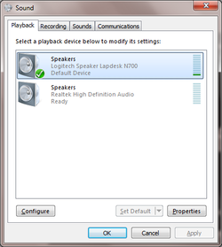 Lautsprecher in der Windows 7 Systemsteuerung