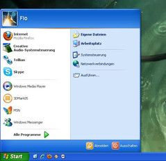 Das Startmenü von Windows XP