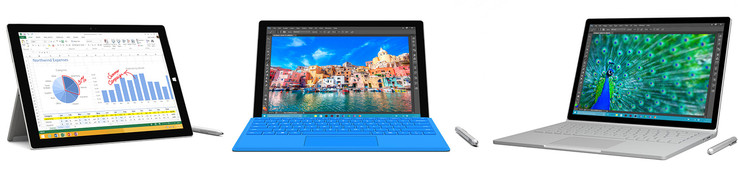 Surface-Familie: Surface Pro 3, Surface Pro 4 und Surface Book
