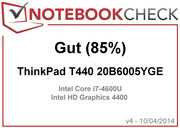 Im Test: Lenovo Thinkpad T440 (20B6005YGE), zur Verfügung gestellt von: