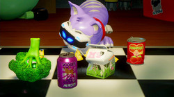 Die VR-Katze in "The Playroom VR" sucht die gut getarnten Mäuse.