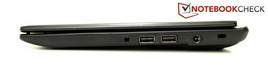 Rechte Seite: Kombi-Audio, 2x USB-2.0, Stromanschluss, Kensington-Lock-Slot