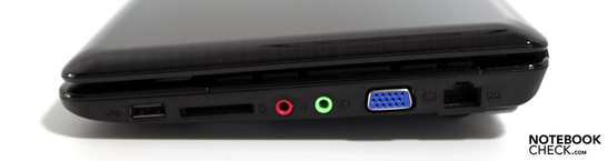 Rechte Seite: USB, Cardreader, Audio, VGA, LAN