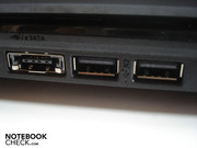 eSATA/USB-Combo und 2x USB 2.0 auf der linken Seite