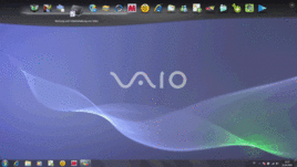 Vaio Schnellstart-Leiste über dem Desktop