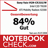 Test Sony Vaio VGN-CR31S/W Notebook: Gesamtnote „Gut“