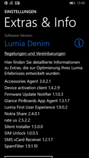 Das Firmware-Update Lumia Denim ist ebenfalls vorinstalliert.