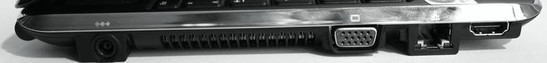 Links: HDMI, LAN, VGA, Lüftungsgitter, Netzstecker