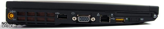 Linke Seite: Netz, USB 2.0, VGA, LAN, USB 2.0, ExpressCard\54, Hauptschalter WiFi