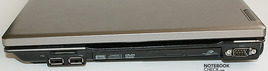 Rechte Seite: CardReader, 2x USB, Optisches Laufwerk, COM