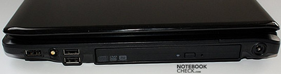 Rechte Seite: USB, Antenne, 2x USB, optisches Laufwerk, Einschalter