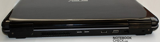 Rückseite: Stromanschluss, Lüfter, 2x USB, HDMI, VGA, LAN, Kensington Lock