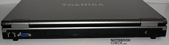 Rückseite: LAN, VGA, Akku, Stromanschluss