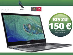 Acer Swift 3: 150 Euro Sofortrabatt für Modelle mit AMD Ryzen 7 2700U und Ryzen 5 2500U APUs.