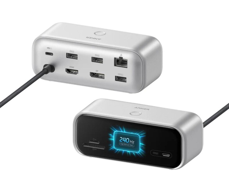 Die silberne Version des Anker Nano USB-C Hub (10-in-1, 240Hz, Display).