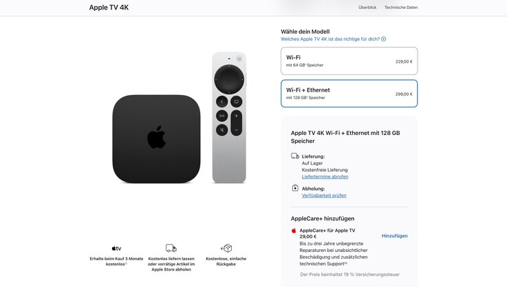 Das Apple TV 4K kostet jetzt bis zu 299 Euro.