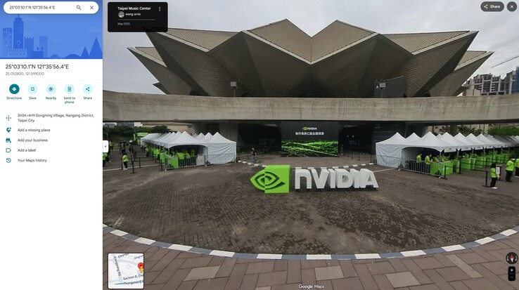 Die Koordinaten im Nvidia- und Windows-Post zeigen auf Google Maps den Austragungsort der Nvidia Keynote.