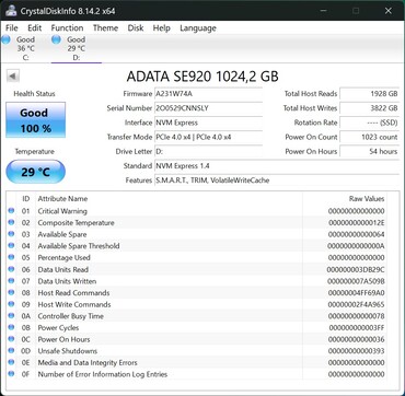 ADATA SE920 arbeitet mit PCIe 4.0 x4