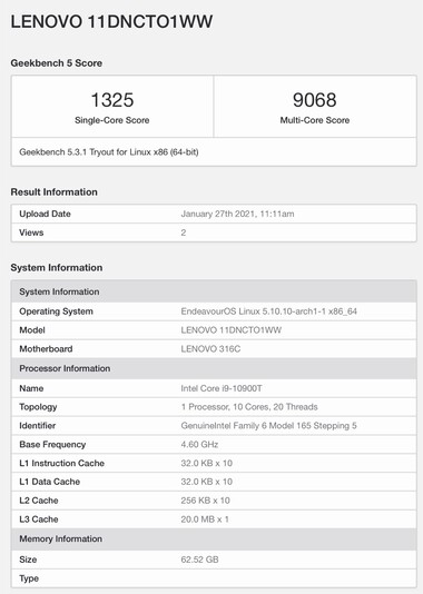 Der Core i9-10900T ist durch die zusätzlichen Kerne im Multi-Core-Benchmark schneller ...