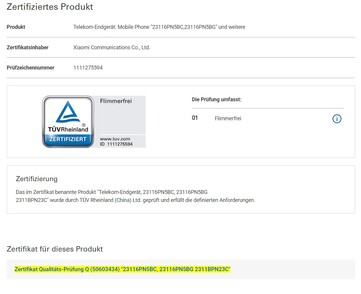 Das globale Xiaomi 14 Pro bei der TÜV Rheinland "Flimmerfrei" Zertifizierung.