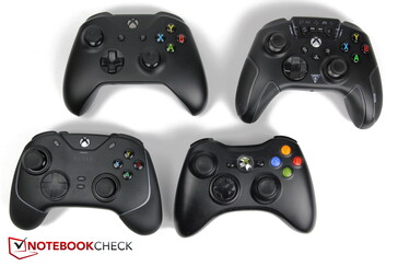 Von oben links im Uhrzeigersinn: Microsoft Xbox One Controller, Turtle Beach Recon Controller, Razer Wolverine V2 Chroma, Microsoft Xbox 360 Controller