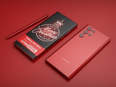 Das Samsung Galaxy S22 Ultra aka Galaxy S22 Note zeigt sich nun auch ganz weihnachtlich im roten Farbton, angeblich so wie Samsung es plant. (Bild: LetsGoDigital)