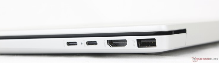 Rechts: 2x USB-C mit DisplayPort + Power Delivery (10 Gbps), HDMI 2.1, USB-A (10 Gbps)