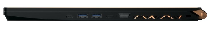 Rechte Seite: USB-C 3.0, 2x USB-A 3.1 Gen2, Thunderbolt 3, HDMI 2.0, Kensington Lock
