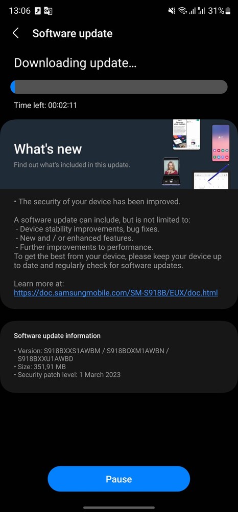 Samsung rollt bei der Galaxy S23-Serie bereits das März Security-Update aus.