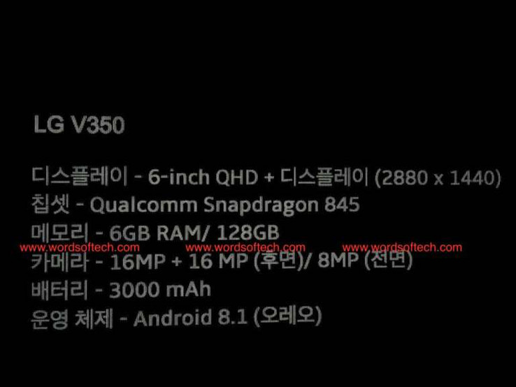 Die vermeintlichen Specs des LG V35. Eine Melange aus G7 und V30, oder?