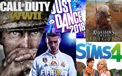 Spielecharts: FIFA 18, CoD:WWII, Sims 4 und Assassin's Creed Origins.