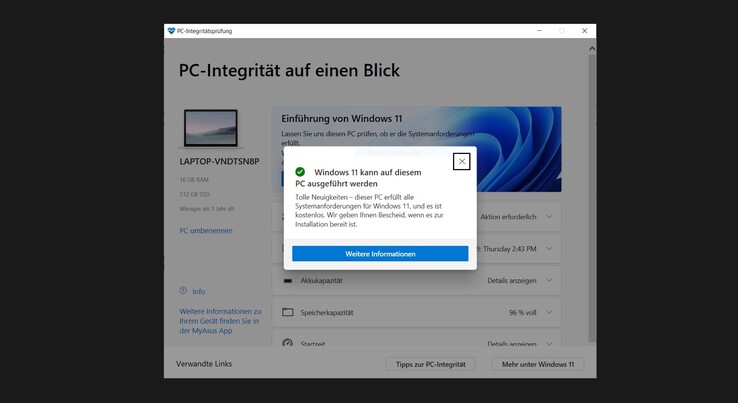Mit dieser kleinen App von Microsoft kann der eigene PC auf Kompatibilität mit Windows 11 überprüft werden.