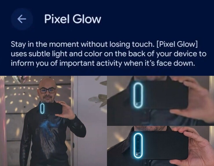 Originales Gemini Omni-Videodemo (links) im Vergleich zu einem KI-bearbeiteten Close-up zu Illustrationszwecken (rechts). Geleakter Screenshot der Pixel Glow-Einstellungen (oben)