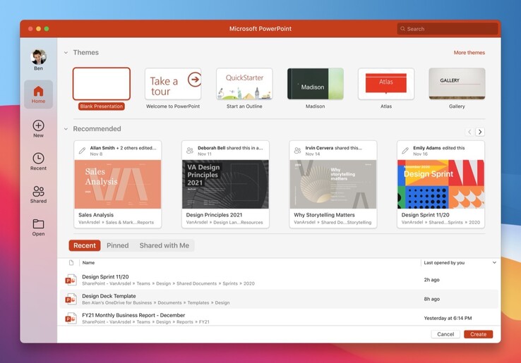 Microsoft Office erhält nächsten Monat ein komplett neues Design für den Startbildschirm. (Bild: Microsoft)