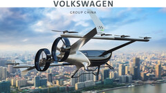 Volkswagen China testet V.MO &quot;Flying Tiger&quot; X-Wing Passagierdrohne mit 8 Rotoren als Flug-Shuttle und Luft-Taxi.