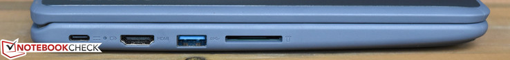 links: USB-Type-C-Port (auch zum Aufladen), HDMI, herkömmlicher USB-3.0-Type-A-Port, SD-Kartenleser