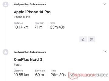 GNSS-Vergleich: Apple iPhone 14 Pro vs. OnePlus Nord 3