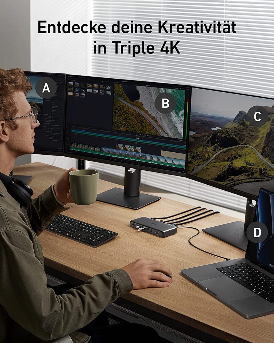 Anker 564 USB-C Dockingstation für MacOS und Windows mit drei 4K