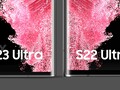 Die geleakten Bilder des Samsung Galaxy S23 Ultra zeigen im direkten Vergleich mit dem Galaxy S22 Ultra schrumpfende Displayränder und größere Kameras (Bild: Ice Universe)
