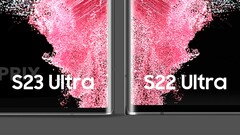 Die geleakten Bilder des Samsung Galaxy S23 Ultra zeigen im direkten Vergleich mit dem Galaxy S22 Ultra schrumpfende Displayränder und größere Kameras (Bild: Ice Universe)