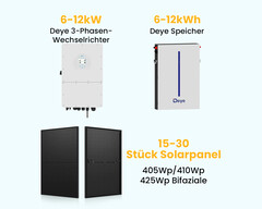 Solaranlage mit 15 bis 30 Solarmodulen zusammenstellen (Bild: Ja Solar, Deye, Powerness)