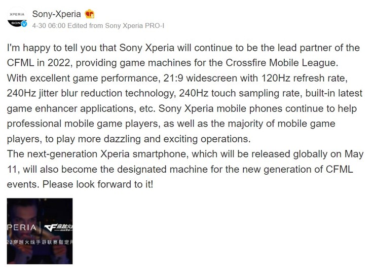 Dieser offizielle Weibo-Post von Sony führte zu Xperia 5 IV-Launch-Spekulationen.