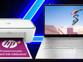 Aldi: HP Envy 17-ch1554ng 17,3-Zoll-Notebook mit  Intel Core i5-1155G7 für 999 Euro und HP DeskJet 2721e AiO-Drucker.