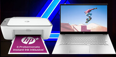 Aldi: HP Envy 17-ch1554ng 17,3-Zoll-Notebook mit  Intel Core i5-1155G7 für 999 Euro und HP DeskJet 2721e AiO-Drucker.