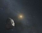 Illustration eines Asteroiden und eines Sterns