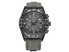 Die Citizen CA0897-04H ist eine neue graue Variante des Nighthawk Eco-Drive Chronographen und wird mit einem Nylonarmband ausgeliefert.