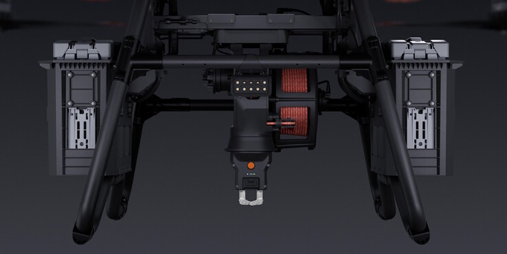 Mit einer Winde muss die Drohne zum Abladen nicht landen (Bildquelle: DJI)