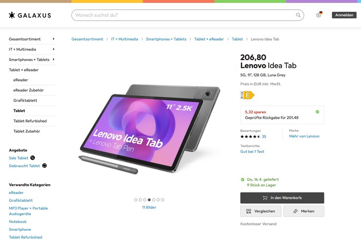 Lenovo Idea Tab TB336ZU (ZAFM0112SE) für 206,80 Euro.